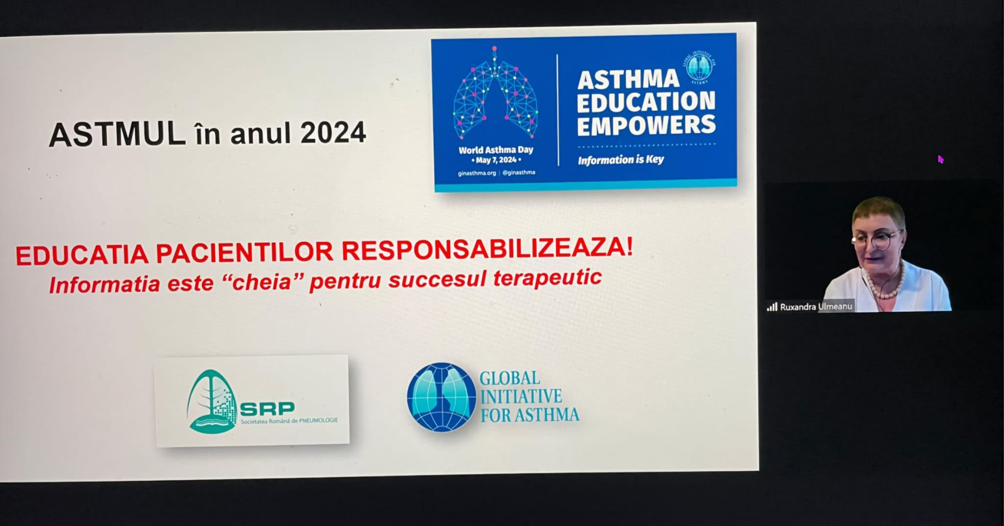 Prof. Dr. Ruxandra Ulmeanu, la Conferința de presă organizată de Societatea Română de Pneumologie, cu ocazia Zilei Mondiale a Astmului
