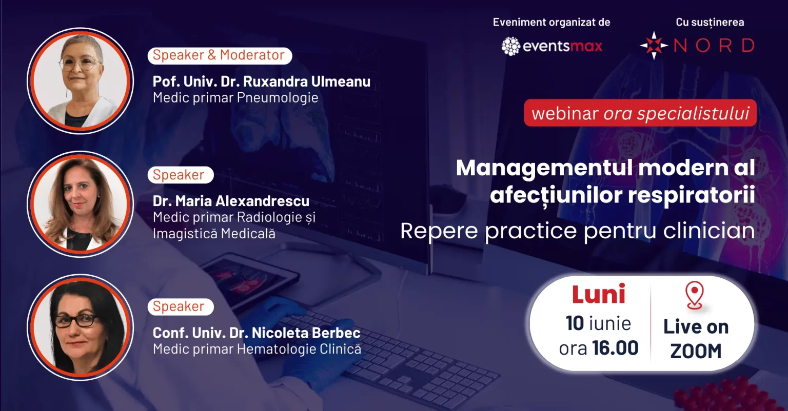 „Managementul modern al afecțiunilor respiratorii – repere practice pentru clinician”, tema unui nou webinar Ora specialistului