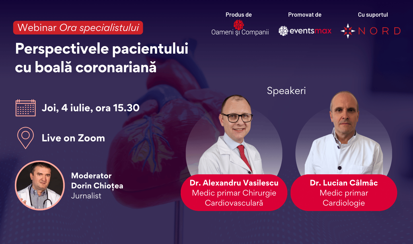 „Perspectivele pacientului cu boală coronariană”, un nou webinar Ora specialistului