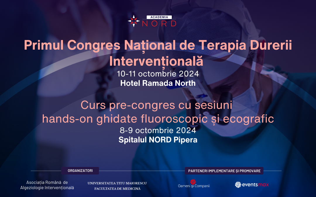 Primul Congres Național de Terapia Durerii Intervențională va avea loc în 10-11 octombrie 2024