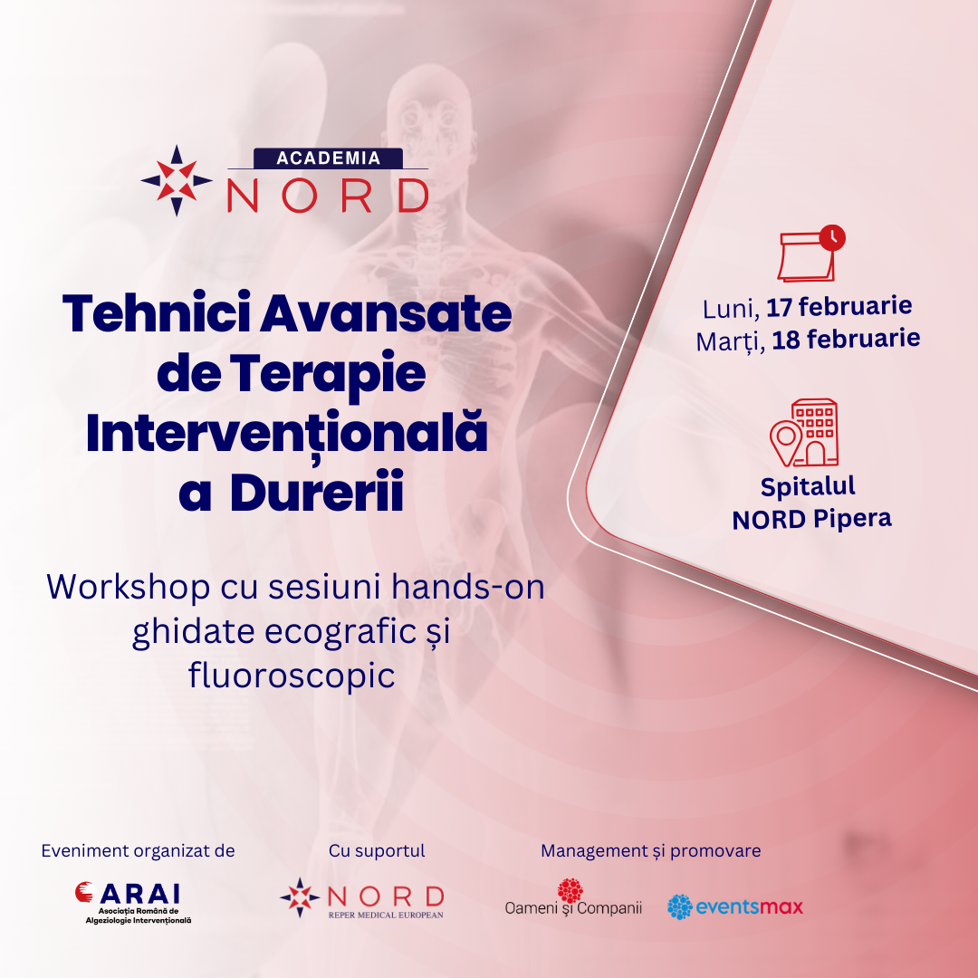 ARAI – Asociația Română de Algeziologie Intervențională organizează, în 17-18 februarie, cursul cu sesiuni hands-on „Tehnici avansate de Terapie Intervențională a Durerii”